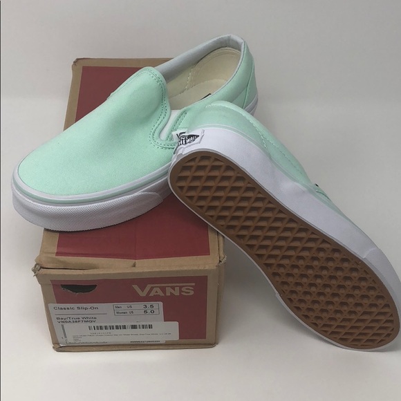 white slip on vans size 5